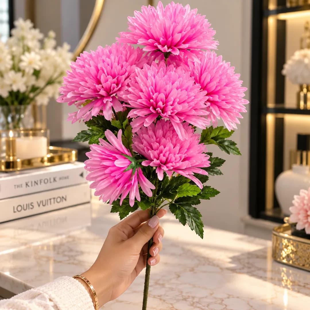 Bouquet de Chrysanthèmes Artificiels — Jaune