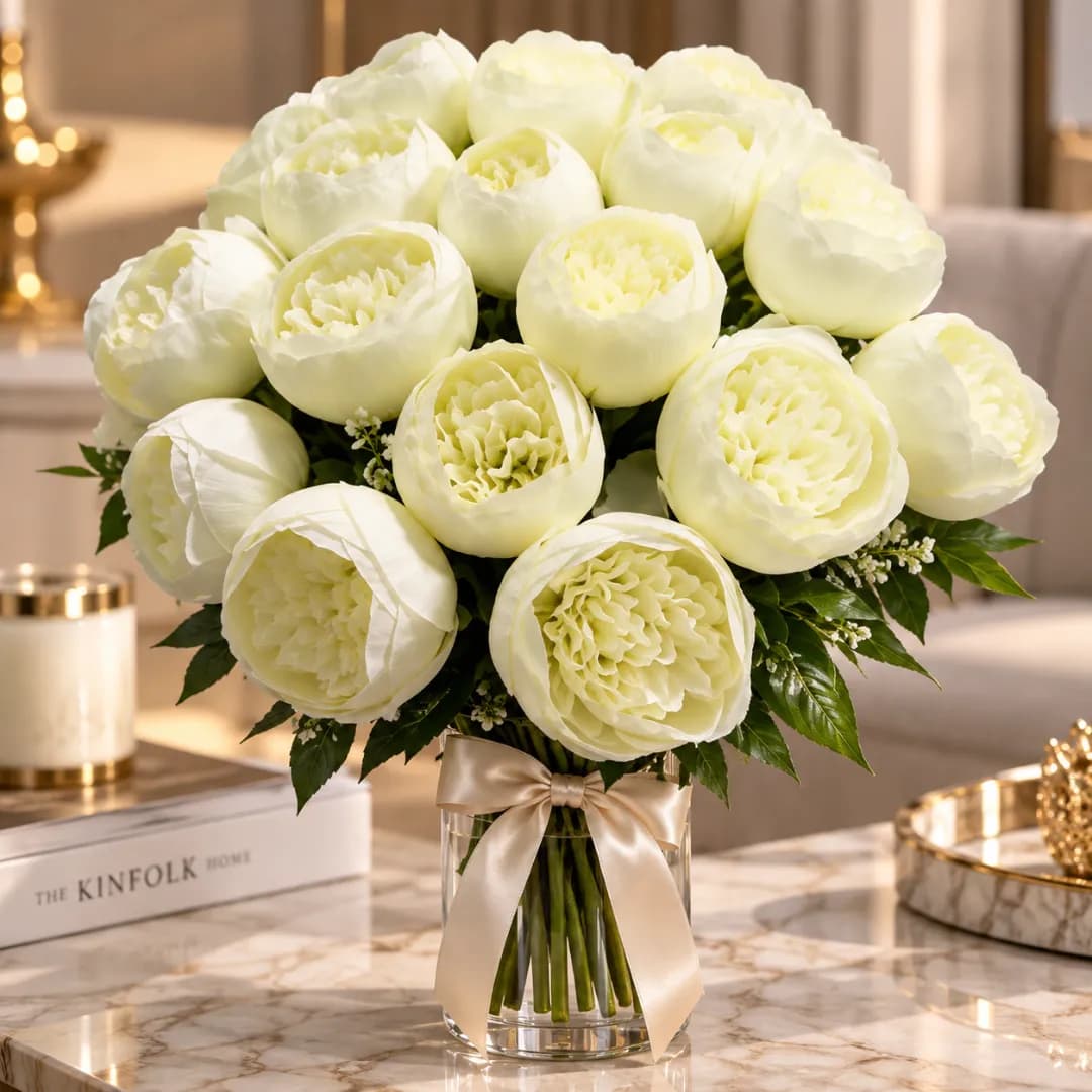 Bouquet de Pivoines Blanches Artificielles
