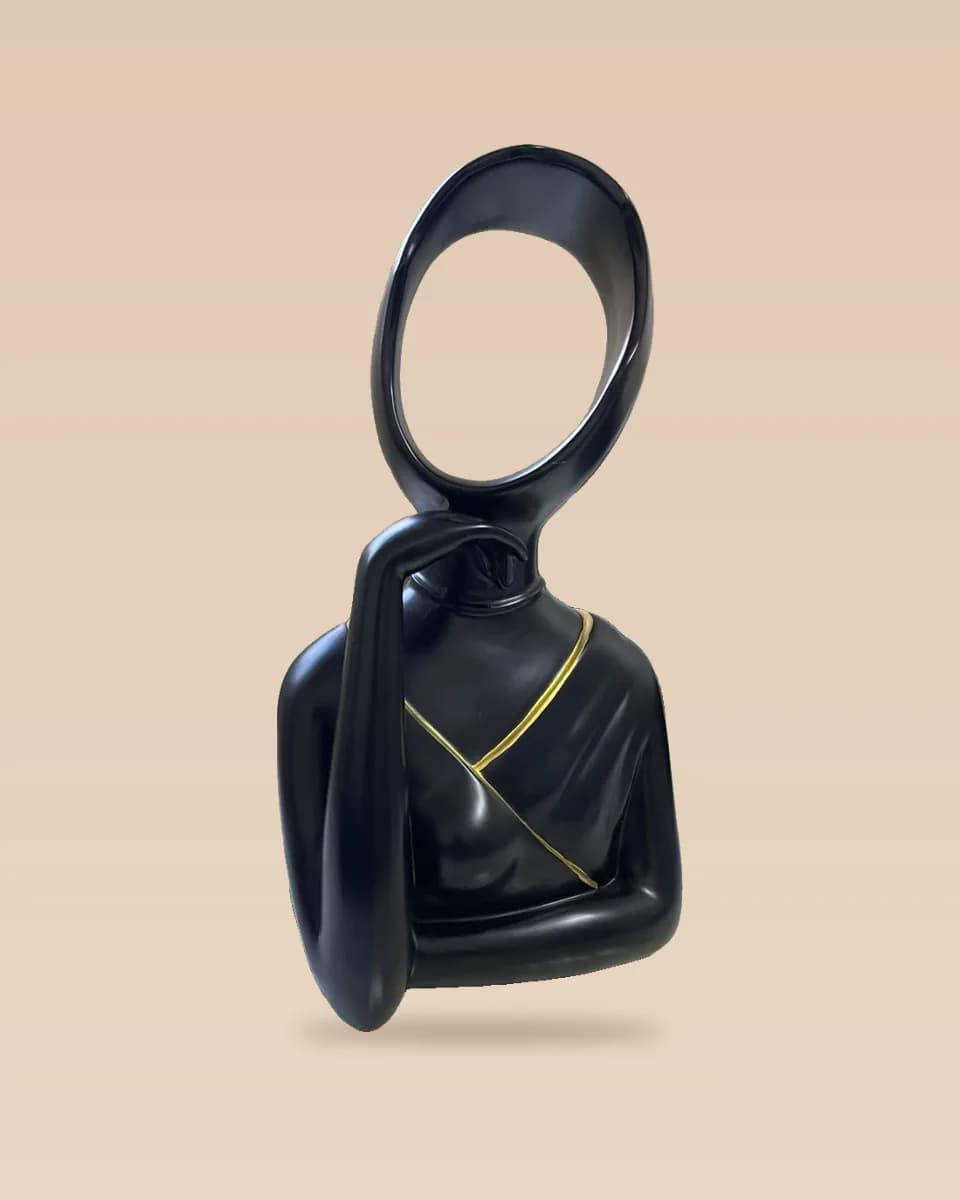 Buste Femme Abstrait — Sculpture Noir & Doré