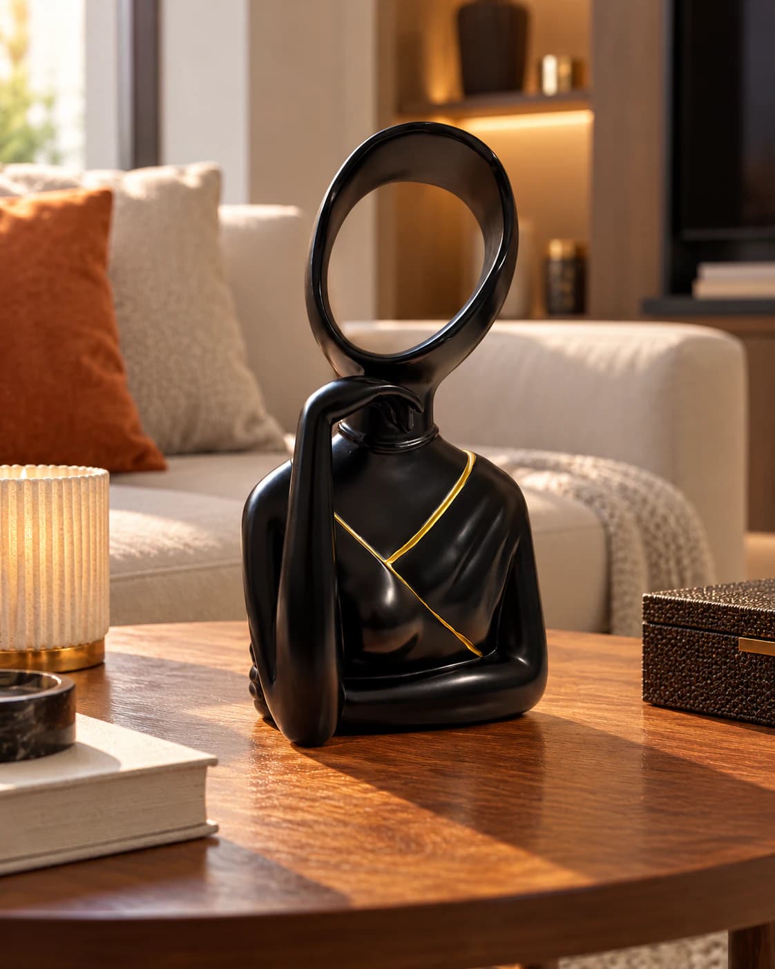 Buste femme abstrait noir et doré, idée cadeau décoration