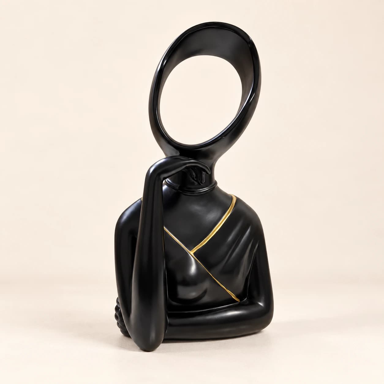 Buste Femme Abstrait — Sculpture Noir & Doré