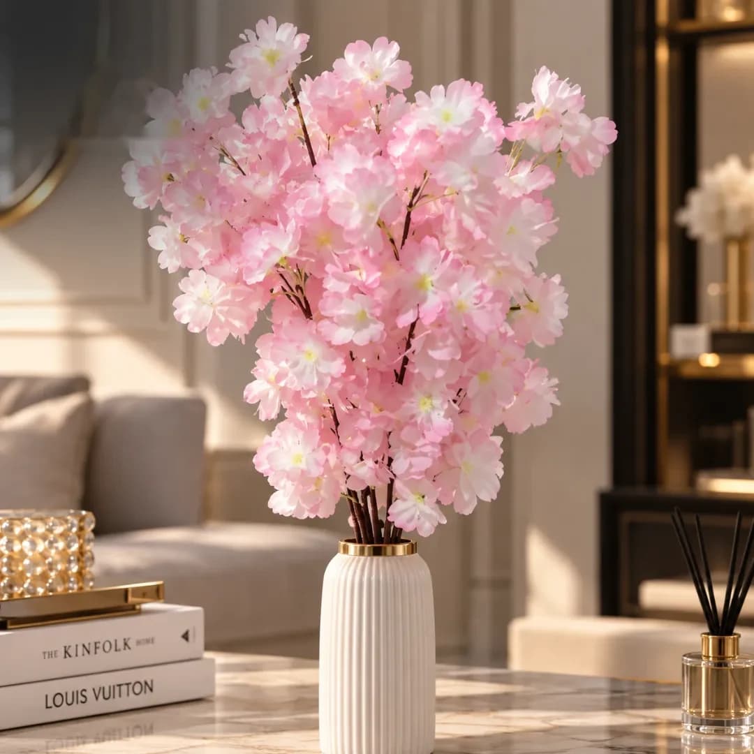 Branches de Cerisier en Fleurs Artificielles — Rose Clair