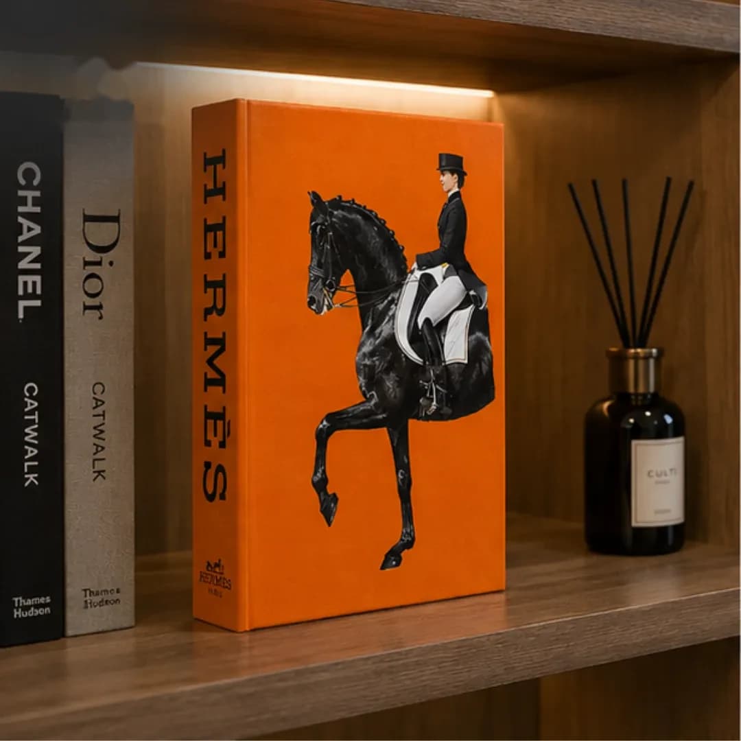 Faux Livre Décoratif Hermès — Équitation Orange — Standard