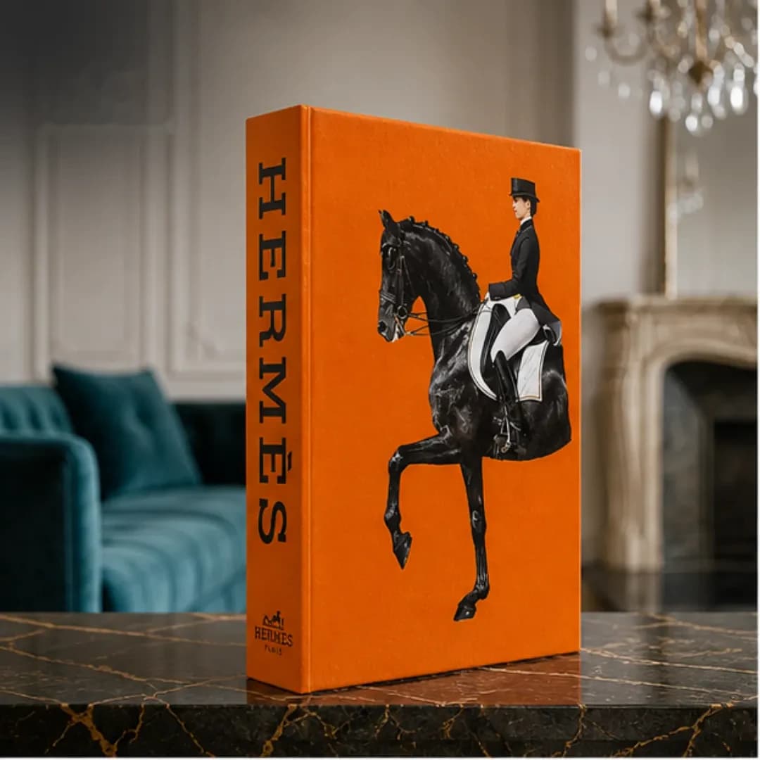 Faux Livre Décoratif Hermès — Équitation Orange — Standard