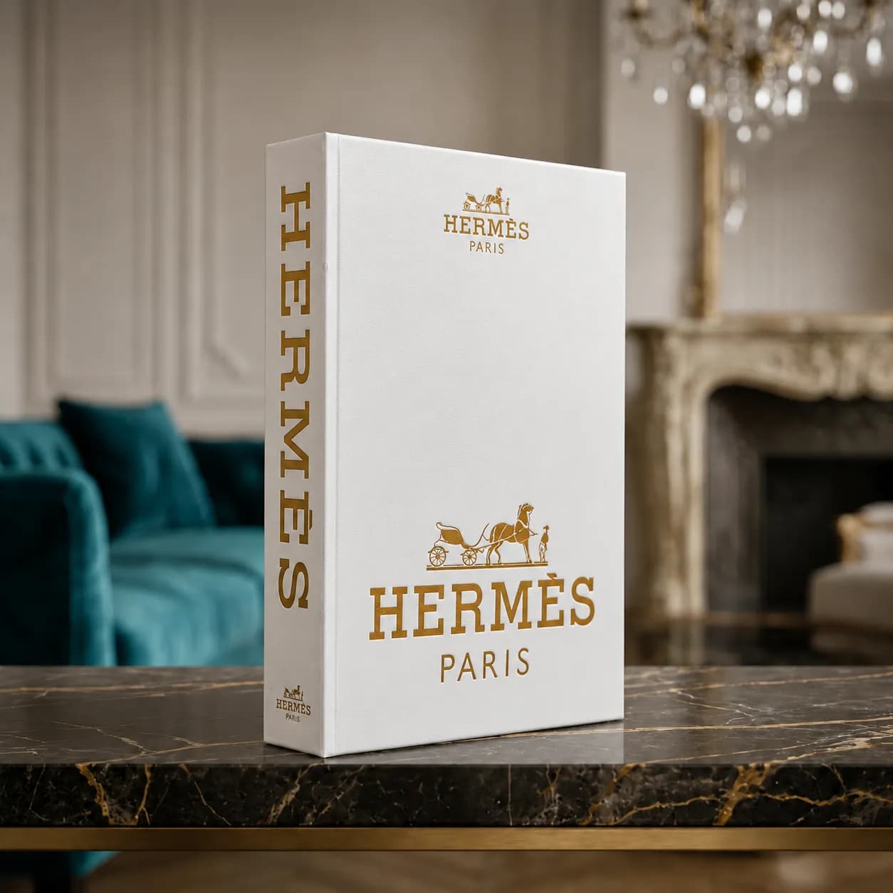 Faux Livre Hermès Paris Blanc Épuré — Standard