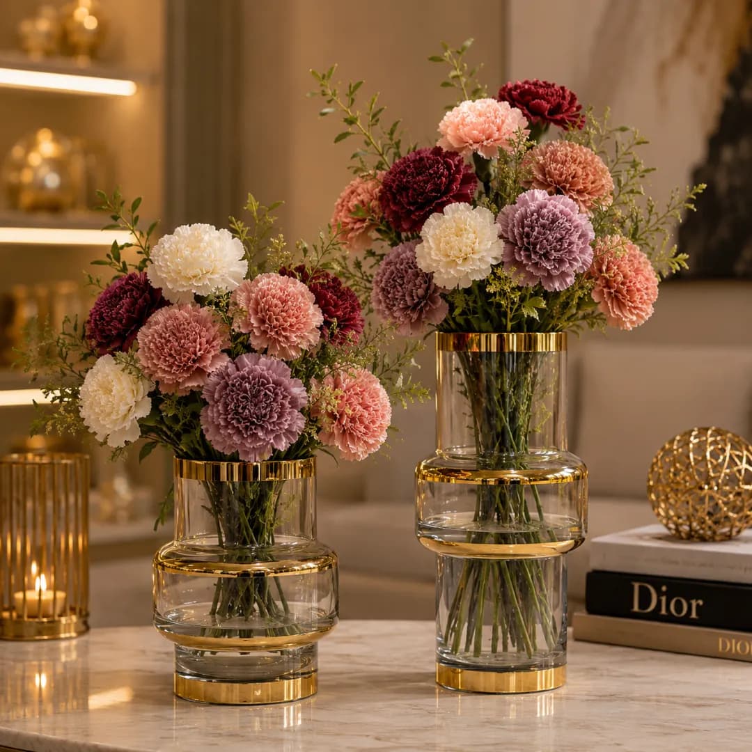 Vase en Verre Fumé Doré — Duo Cylindre — Grand