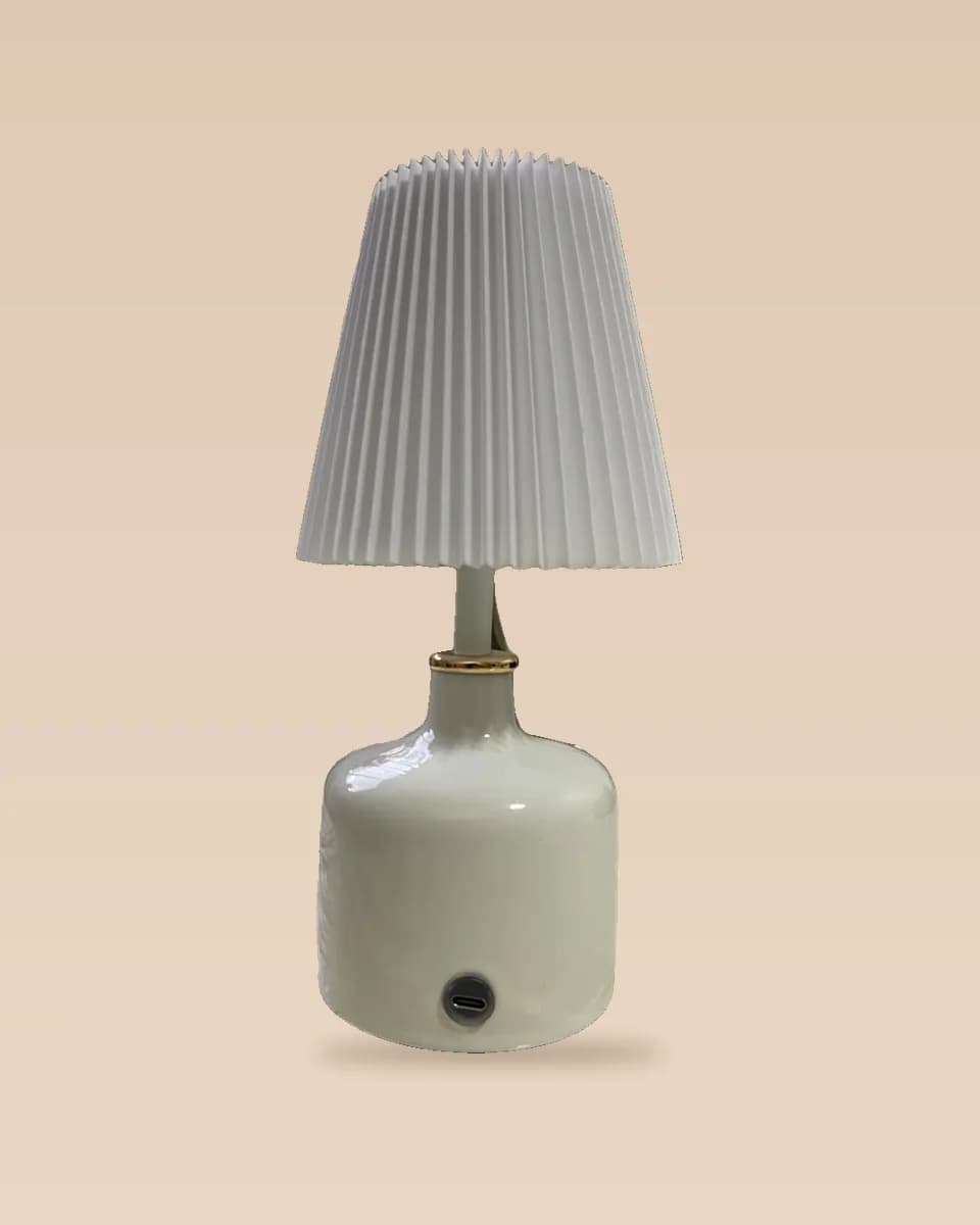 Lampe à Poser Sans Fil Rechargeable, Pied en Céramique Élégant
