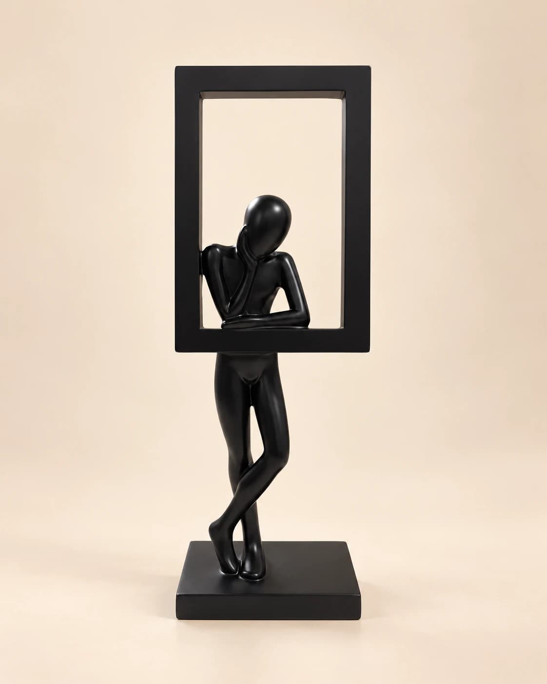 Sculpture Décorative dans un Cadre Rectangulaire Géométrique en Résine