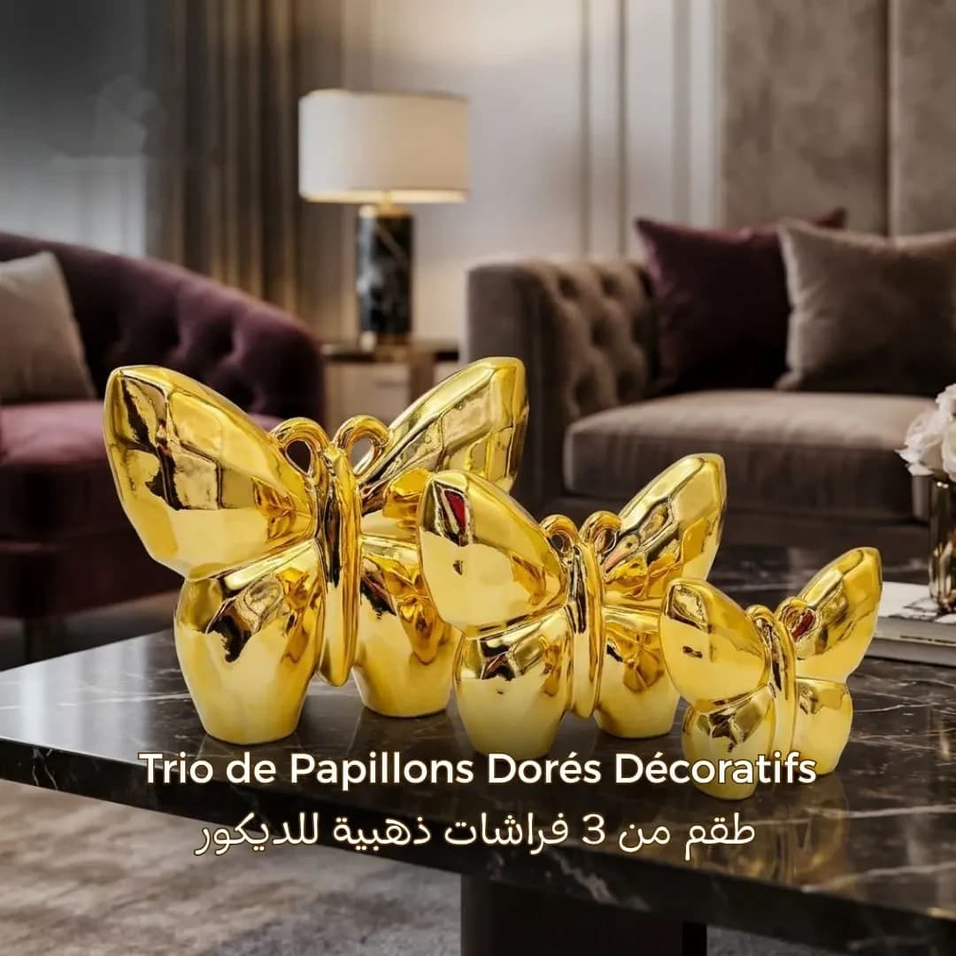 Trio de Papillons Dorés Décoratifs