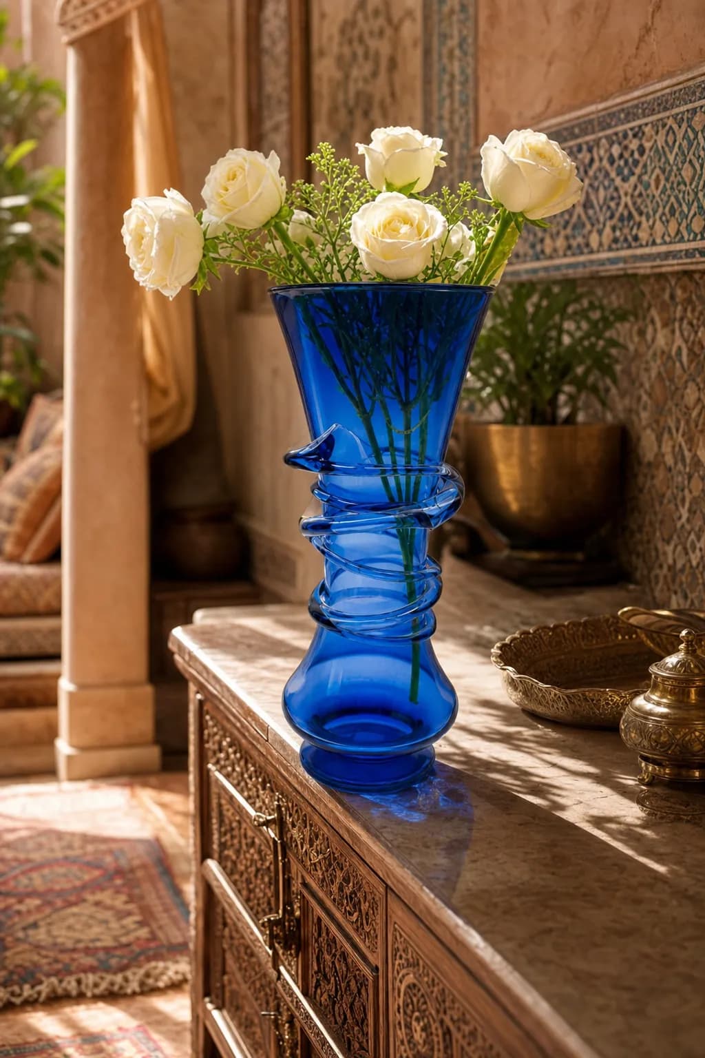 Vase en Verre Bleu Cobalt Torsadé — Bleu Cobalt